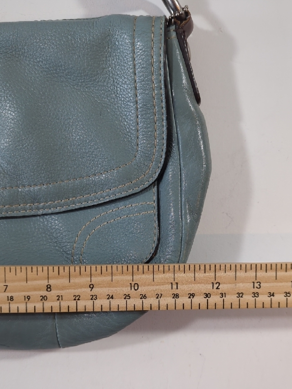 Coach F12336 Chelsea Collection 2010 Shoulder Bag Leather Light Blue Brown Strap - Picture 10 of 13